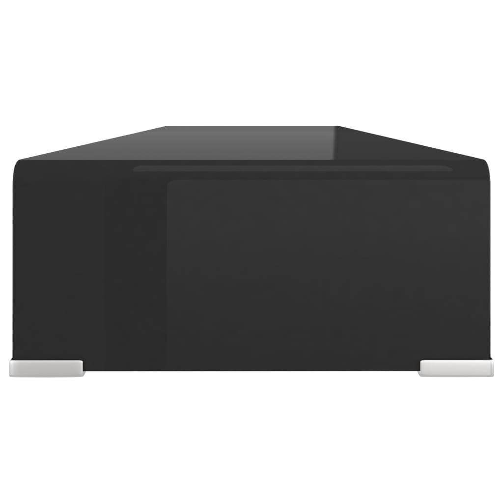 TV stand/monitor riser, black glass, 110x30x13 cm