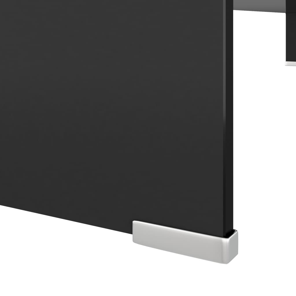 TV stand/monitor riser, black glass, 110x30x13 cm