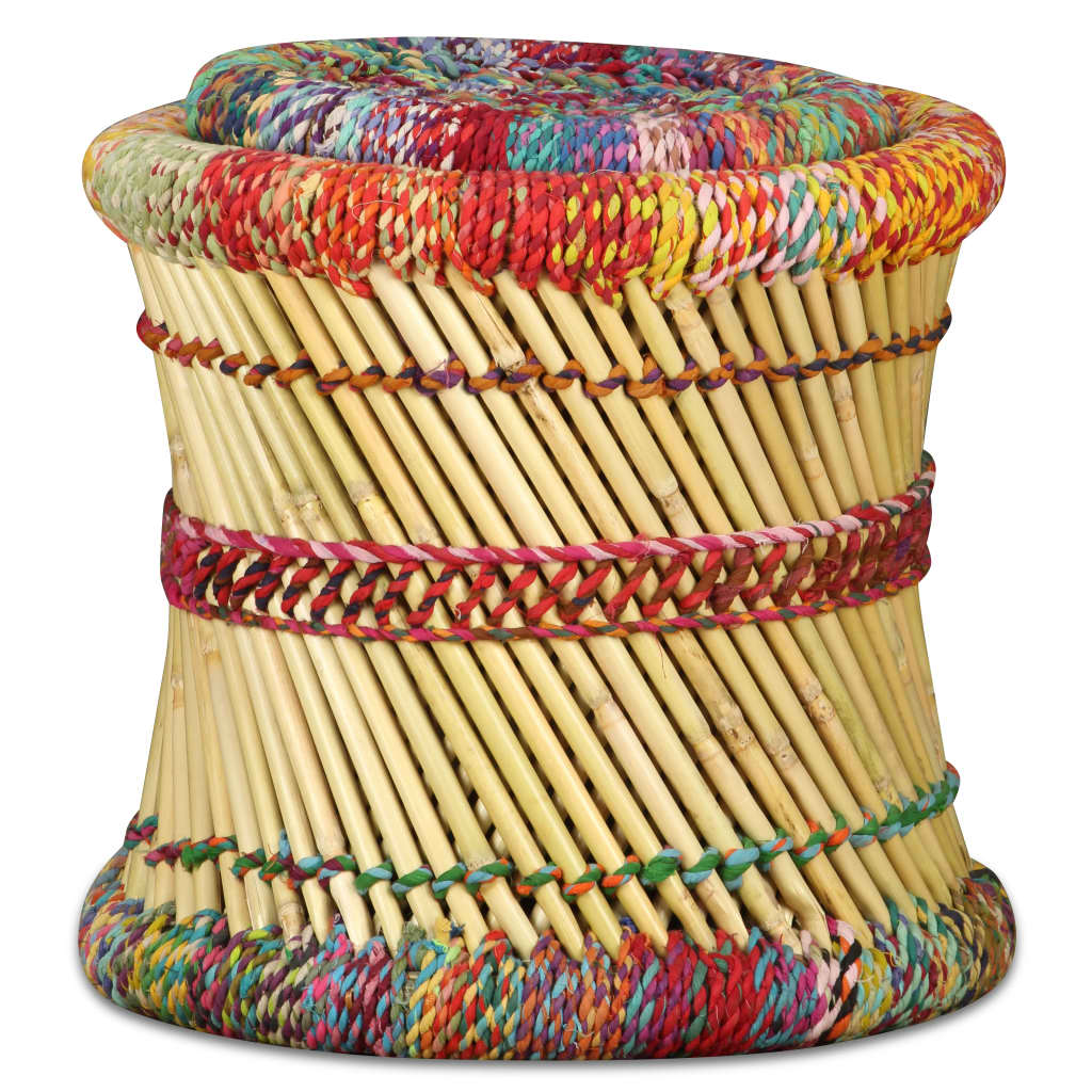 Taburetes, 2 gab., dažādas krāsas, adītas detaļas, bambuss