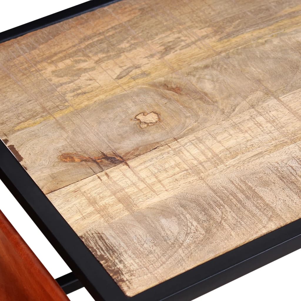 Coffee table with real leather magazine holder, 110x50x45cm