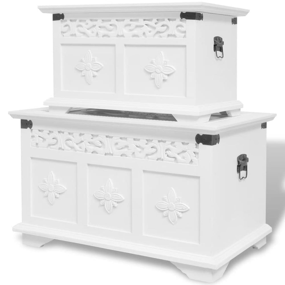 Set of two chests, boxes, white