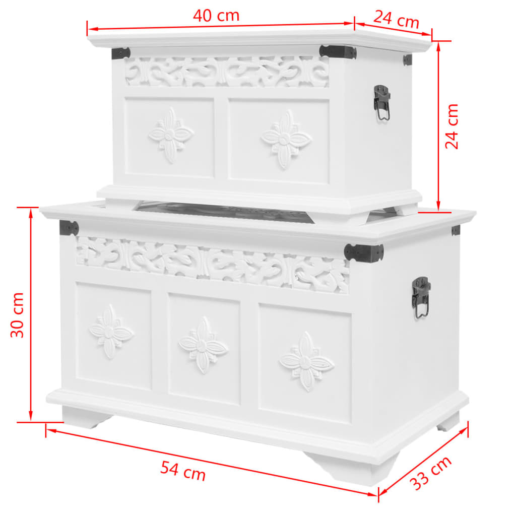Divu lādīšu, glabāšanas kārbu komplekts, baltas
