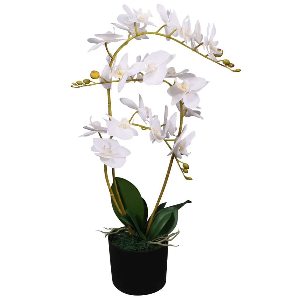 Mākslīgā orhideja ar podu, 65 cm, balta
