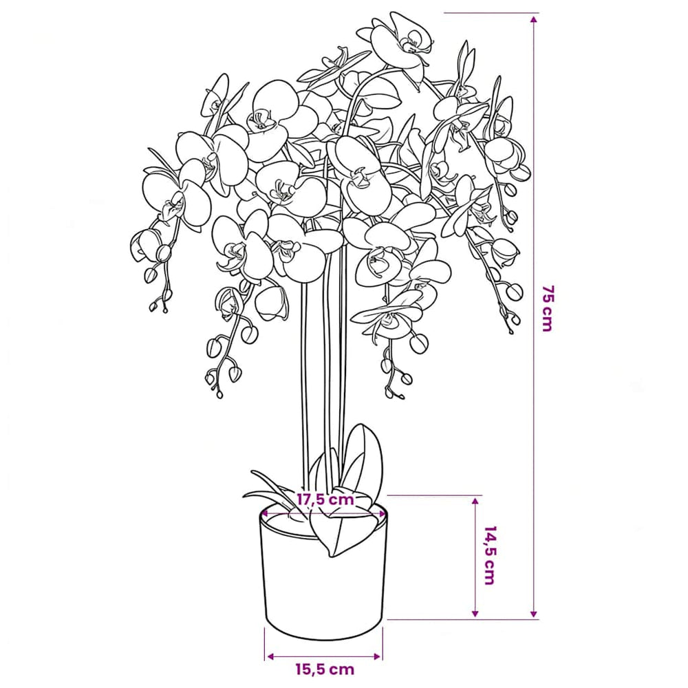 Artificial orchid in a pot, 75 cm, white