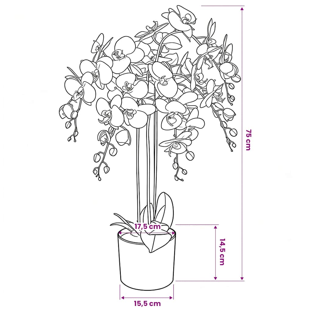 Mākslīgā orhideja ar podu, 75 cm, balta