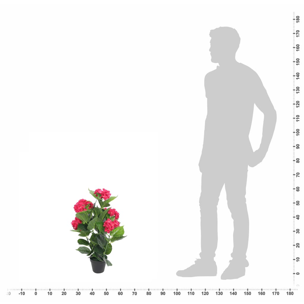 Mākslīgā hortenzija ar podu, 60 cm, sarkana