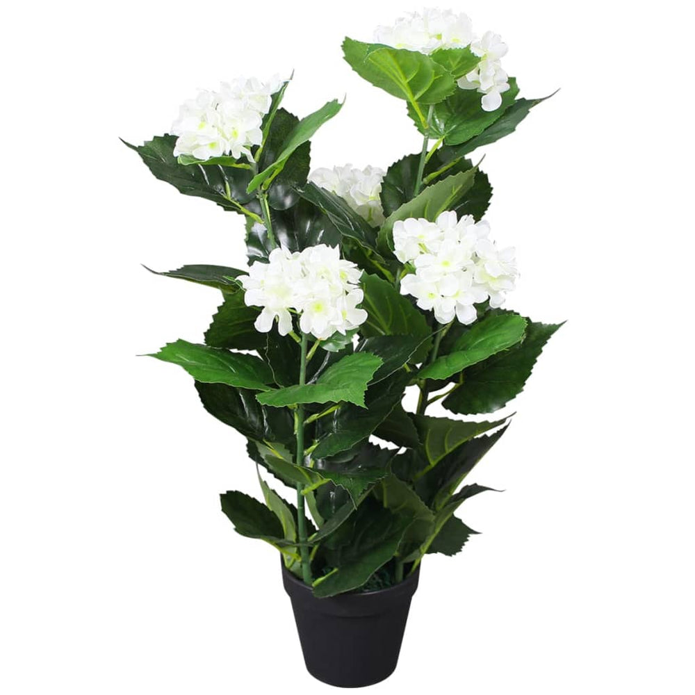 Artificial Hydrangea with Pot, 60 cm, White