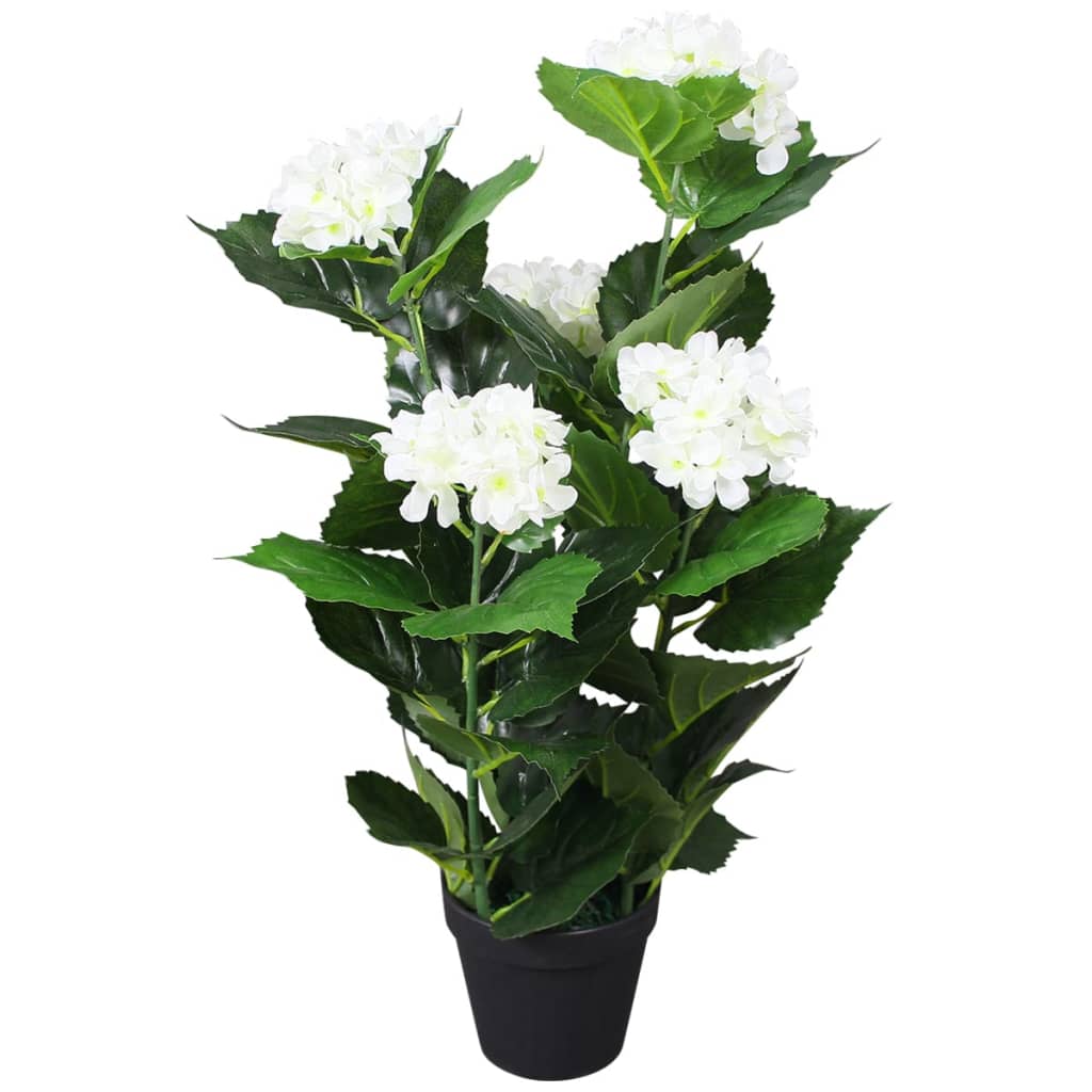 Artificial Hydrangea with Pot, 60 cm, White