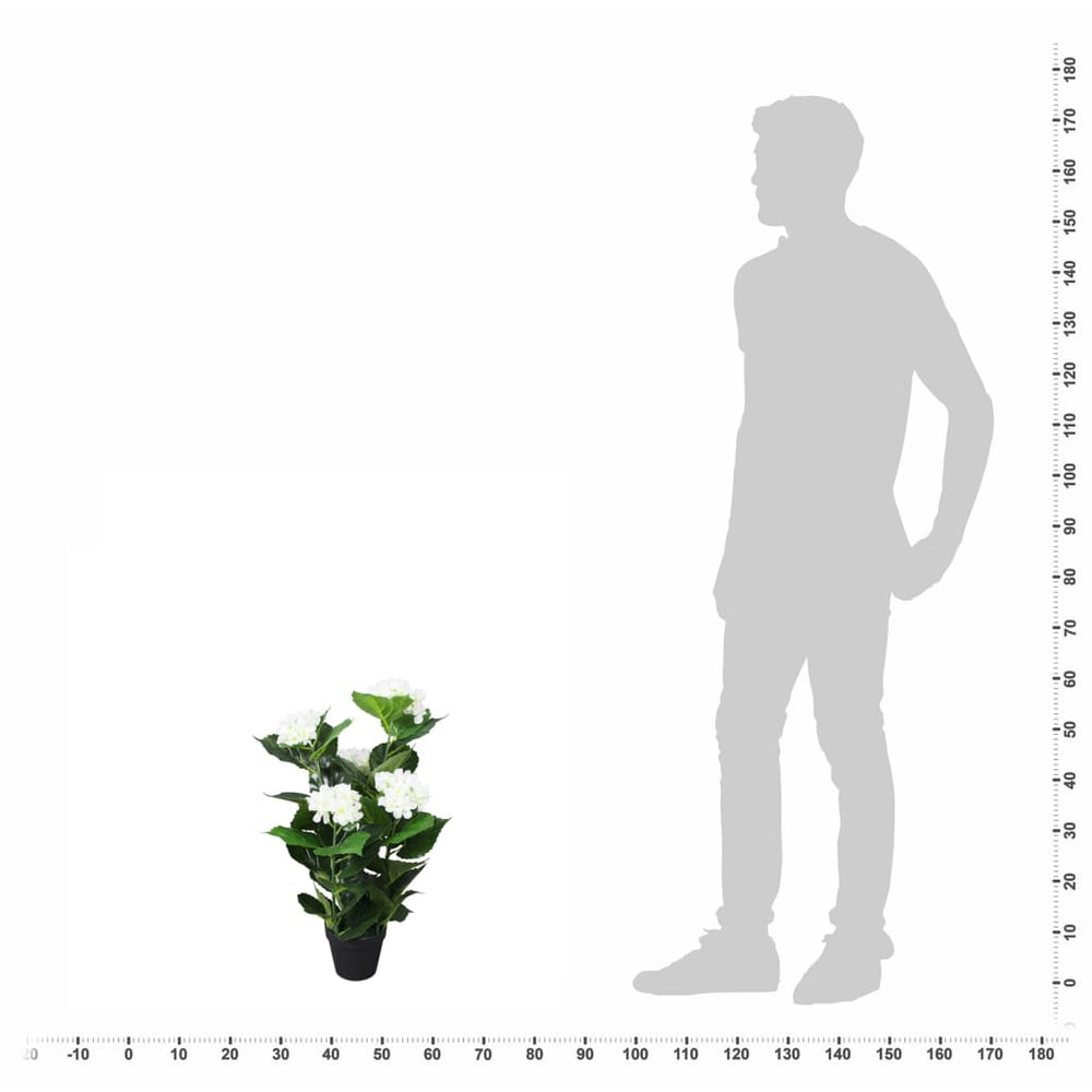 Artificial Hydrangea with Pot, 60 cm, White