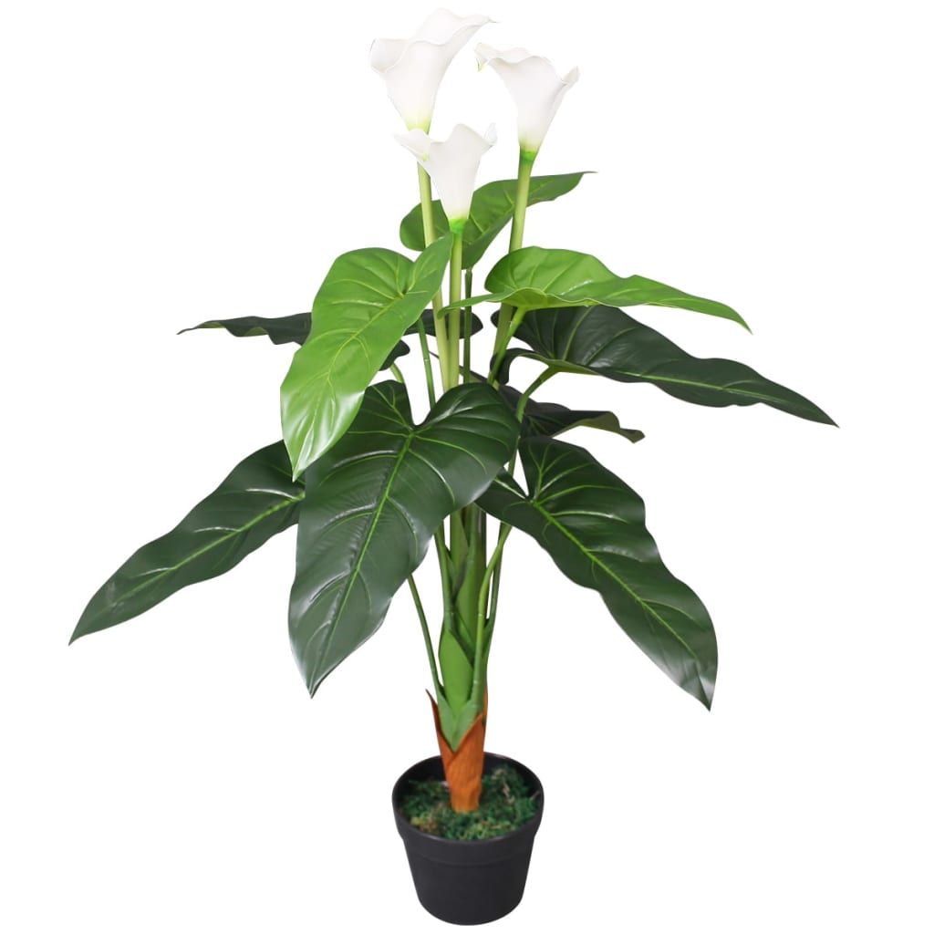 Artificial Abyssinian Calla Lily with Pot, 85 cm, White