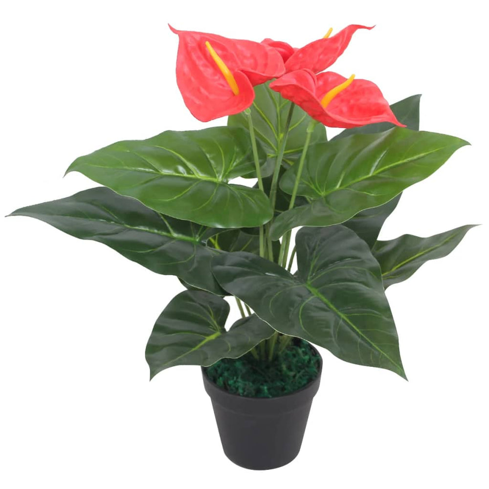 Artificial Anthurium with Pot, 45 cm, Red and Yellow