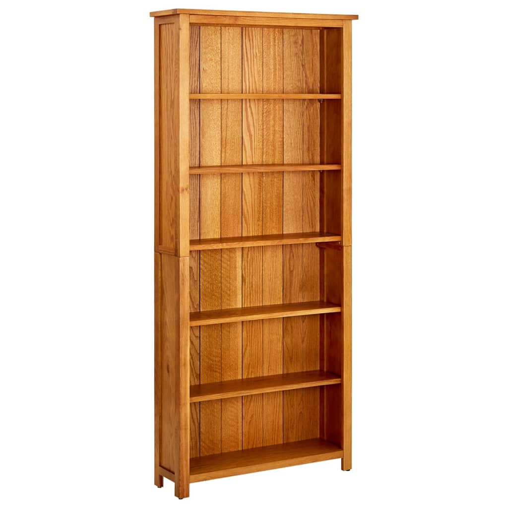 Bookcase with 6 shelves, 80x22.5x180cm, oak wood veneer.