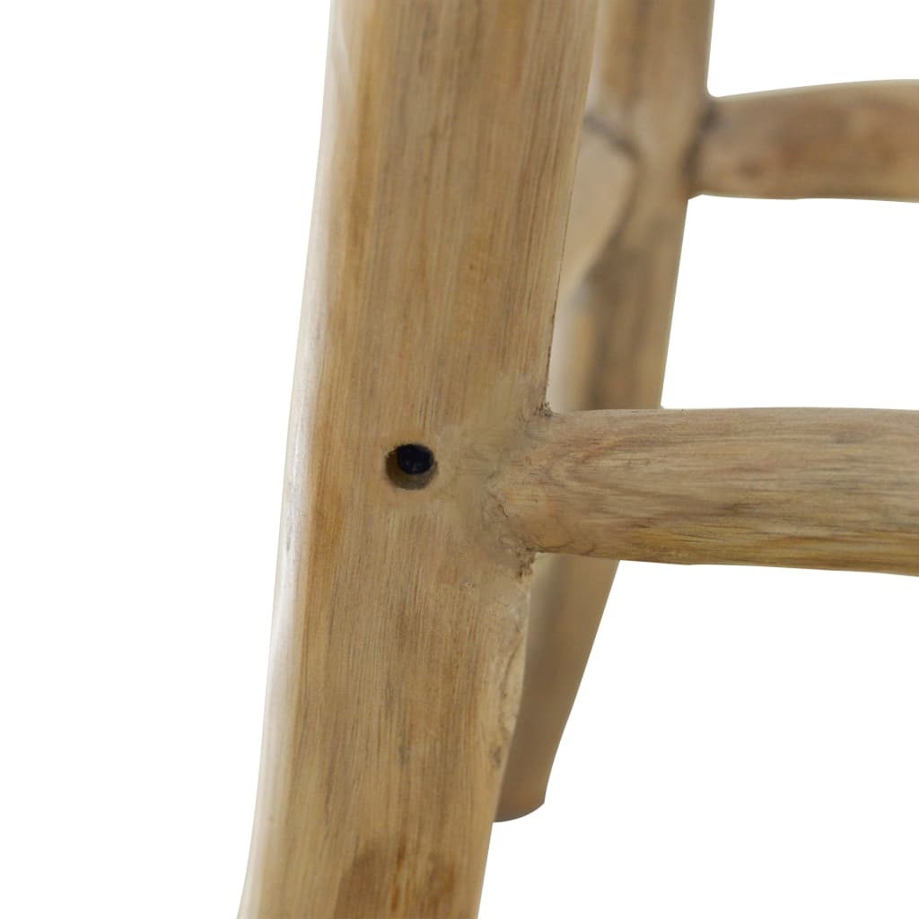 Bar stool, goat leather and solid teak wood