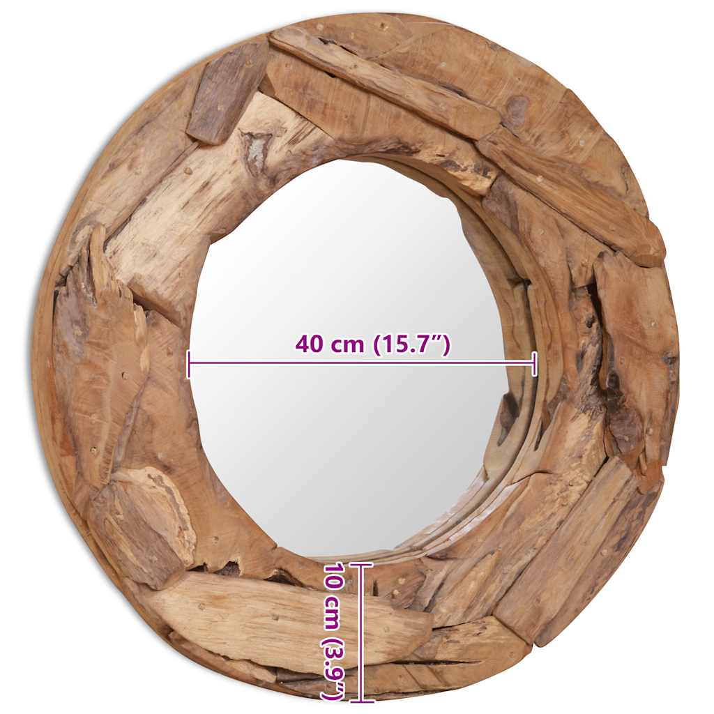 Dekoratīvs spogulis no tīkkoka, 60cm, apaļš