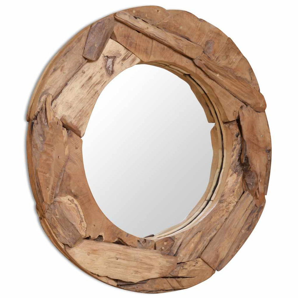 Teak Decorative Wall Mirror, 80 cm, Round
