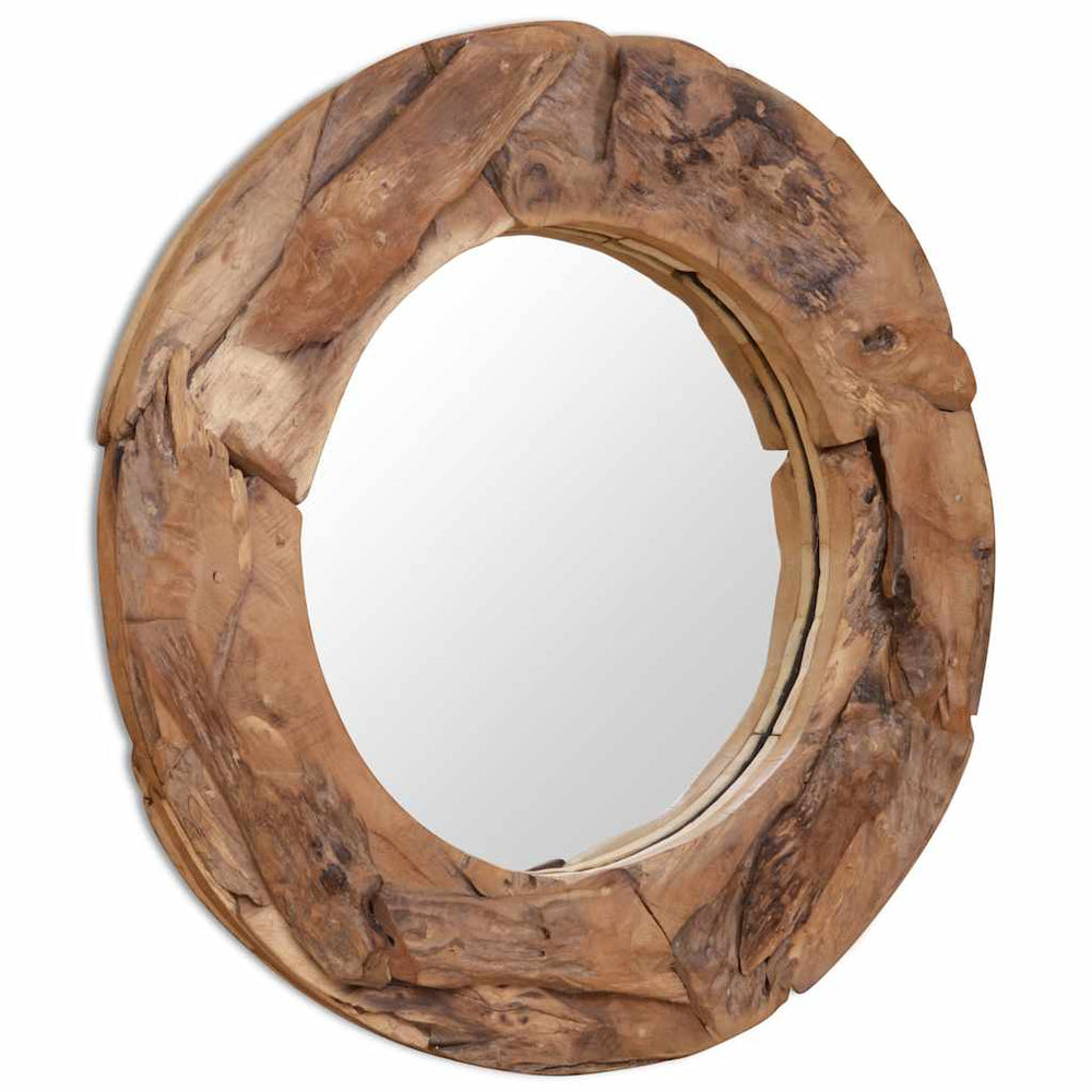 Teak Decorative Wall Mirror, 80 cm, Round