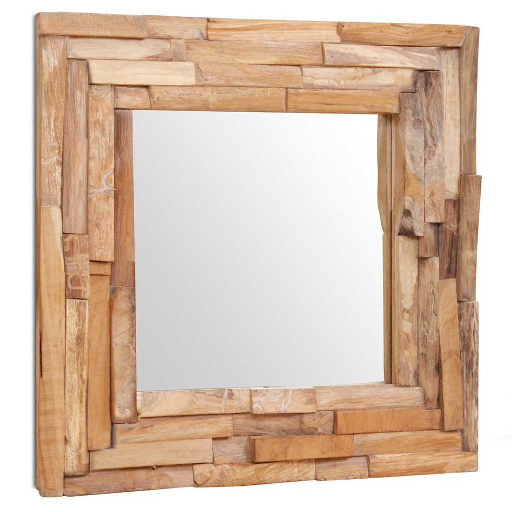 Decorative mirror, teak, 60x60cm, square