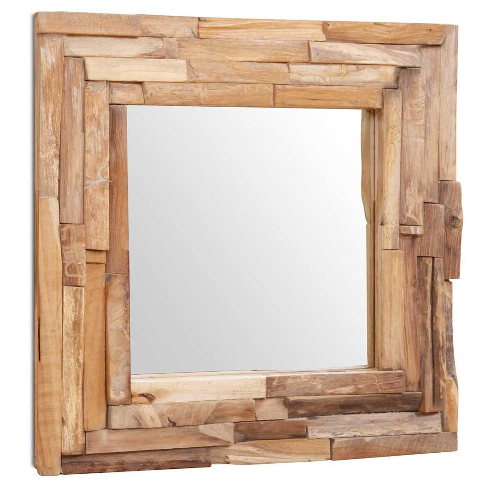 Decorative mirror, teak, 60x60cm, square