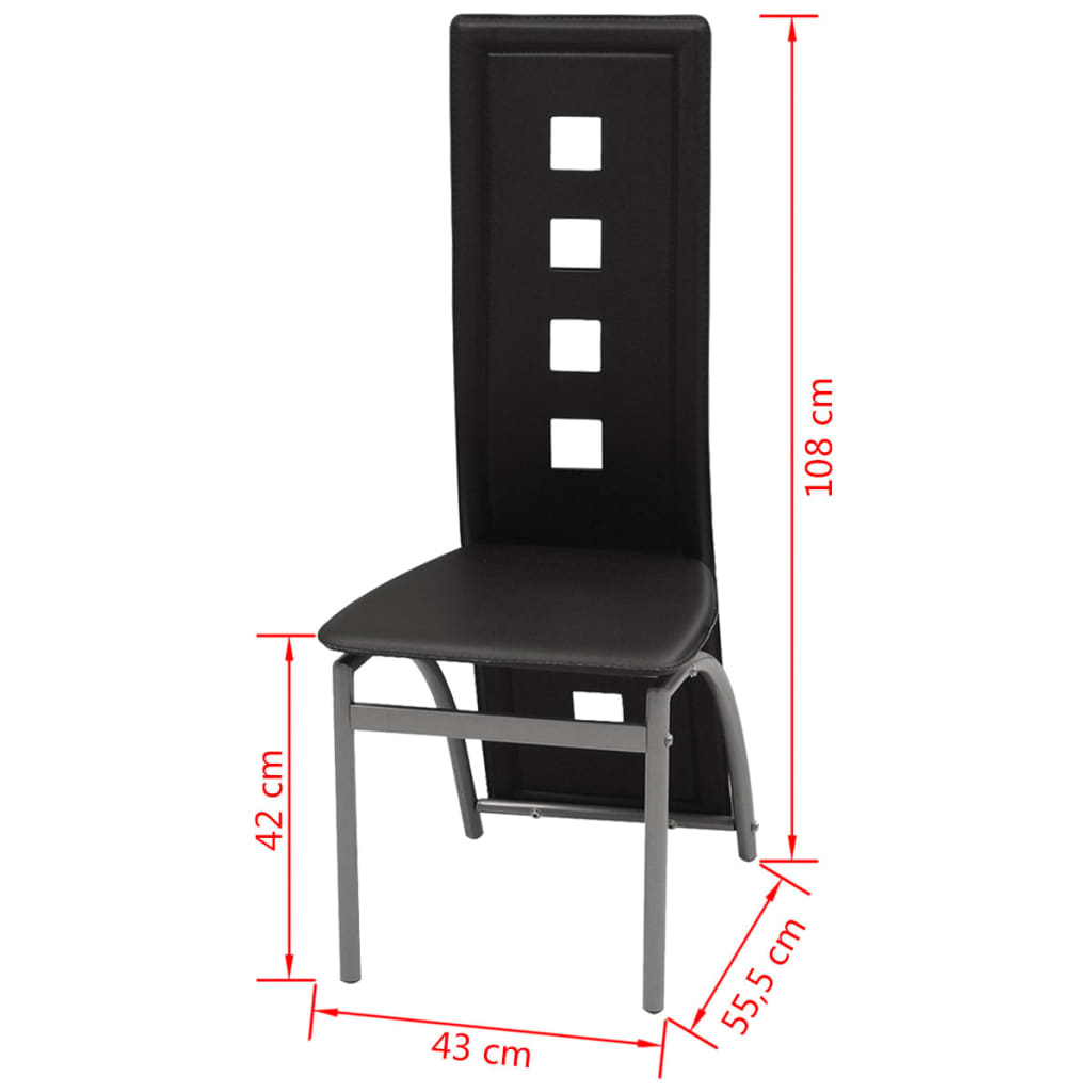 dining chairs, 6 pcs., black, faux leather