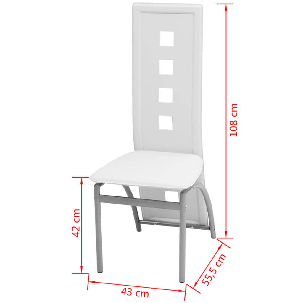 Valgomojo kėdės, 6vnt., baltos, dirbtinė oda