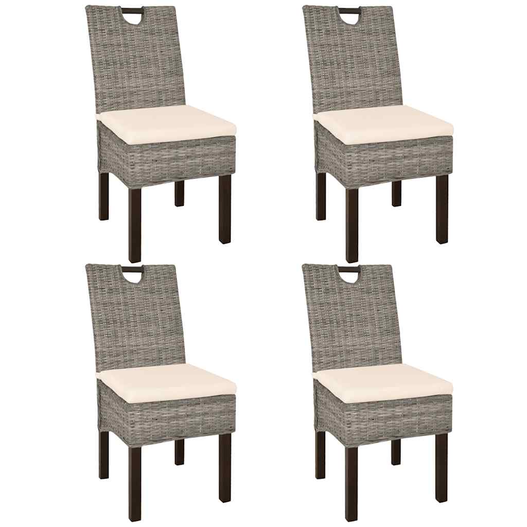Dining chairs, 4 pcs, Kubu rattan, mango wood