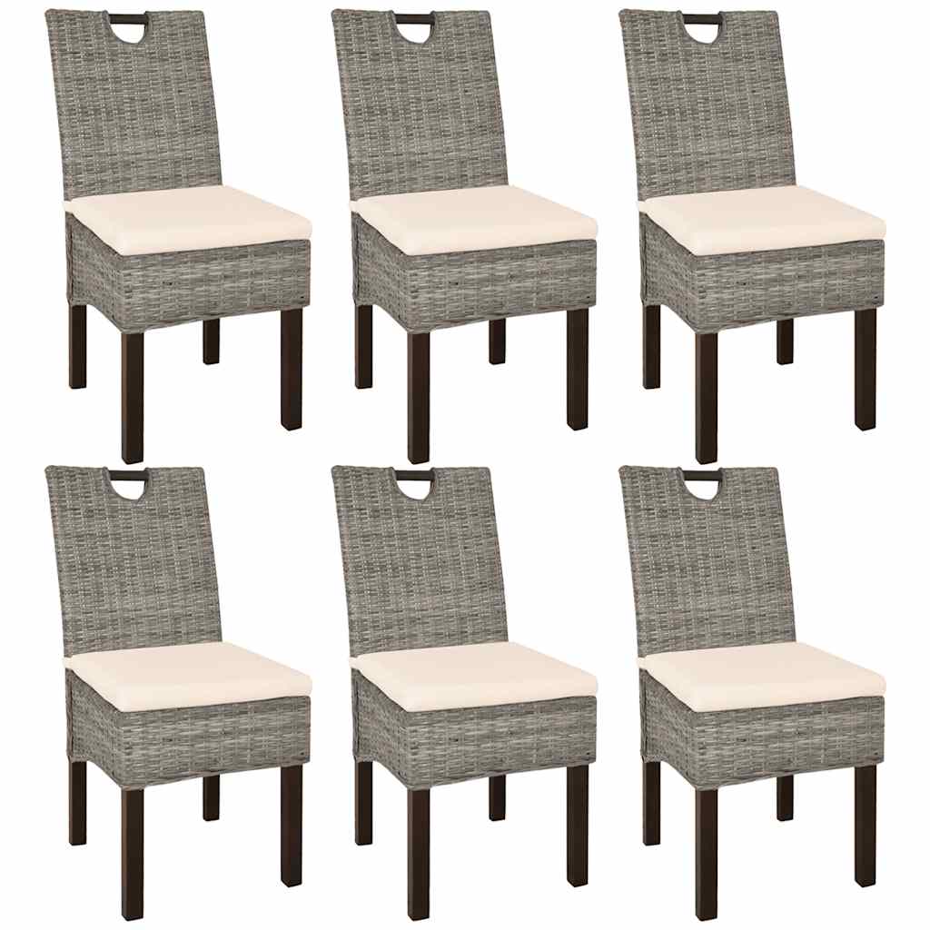 Dining Chairs, 6 pcs., Kubu Rattan, Mango Wood