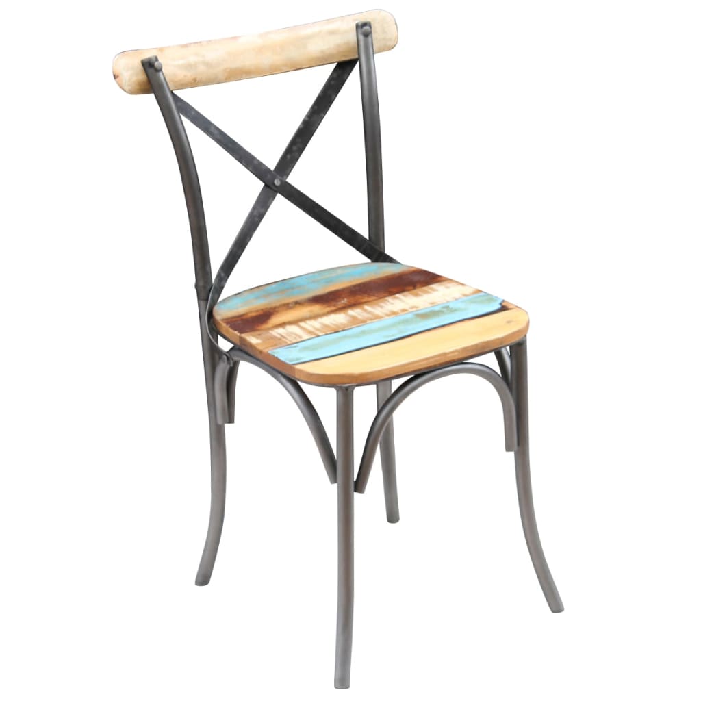 Dining chairs, 6 pcs, solid reclaimed wood