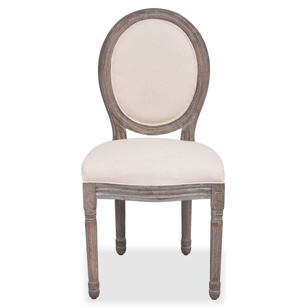 Dining chairs, 6 pcs., cream, fabric