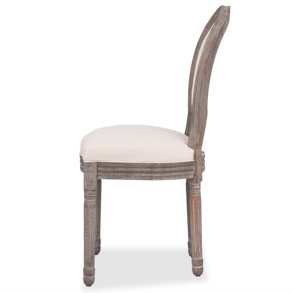 Dining chairs, 6 pcs., cream, fabric