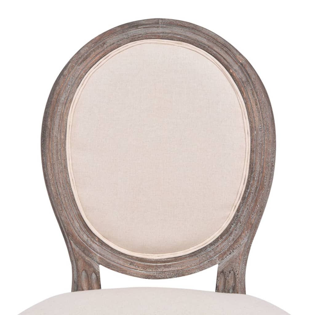 Dining chairs, 6 pcs., cream, fabric