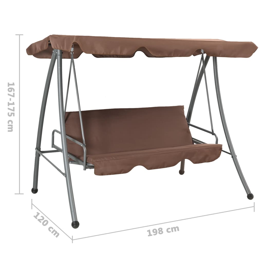 Garden swing with canopy, coffee colored