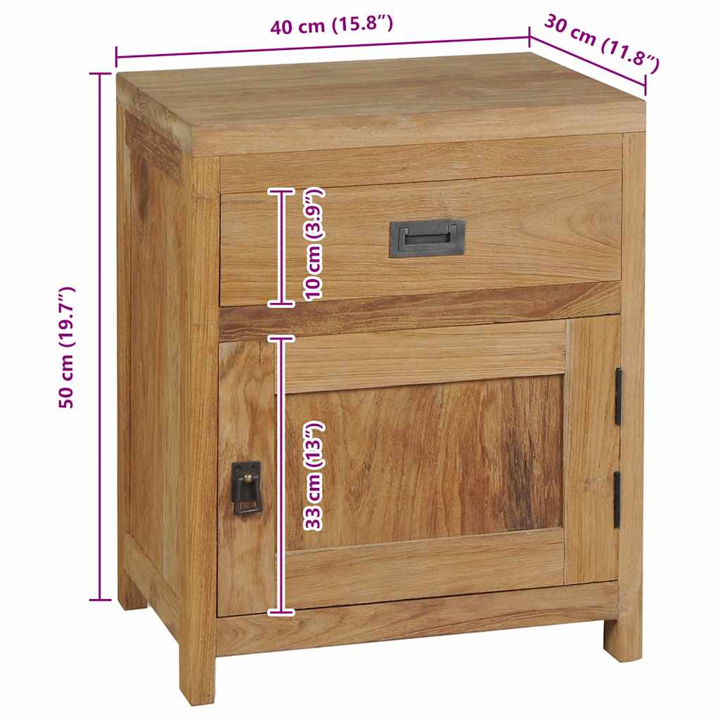 Bedside table, sturdy teak, 40x30x50cm
