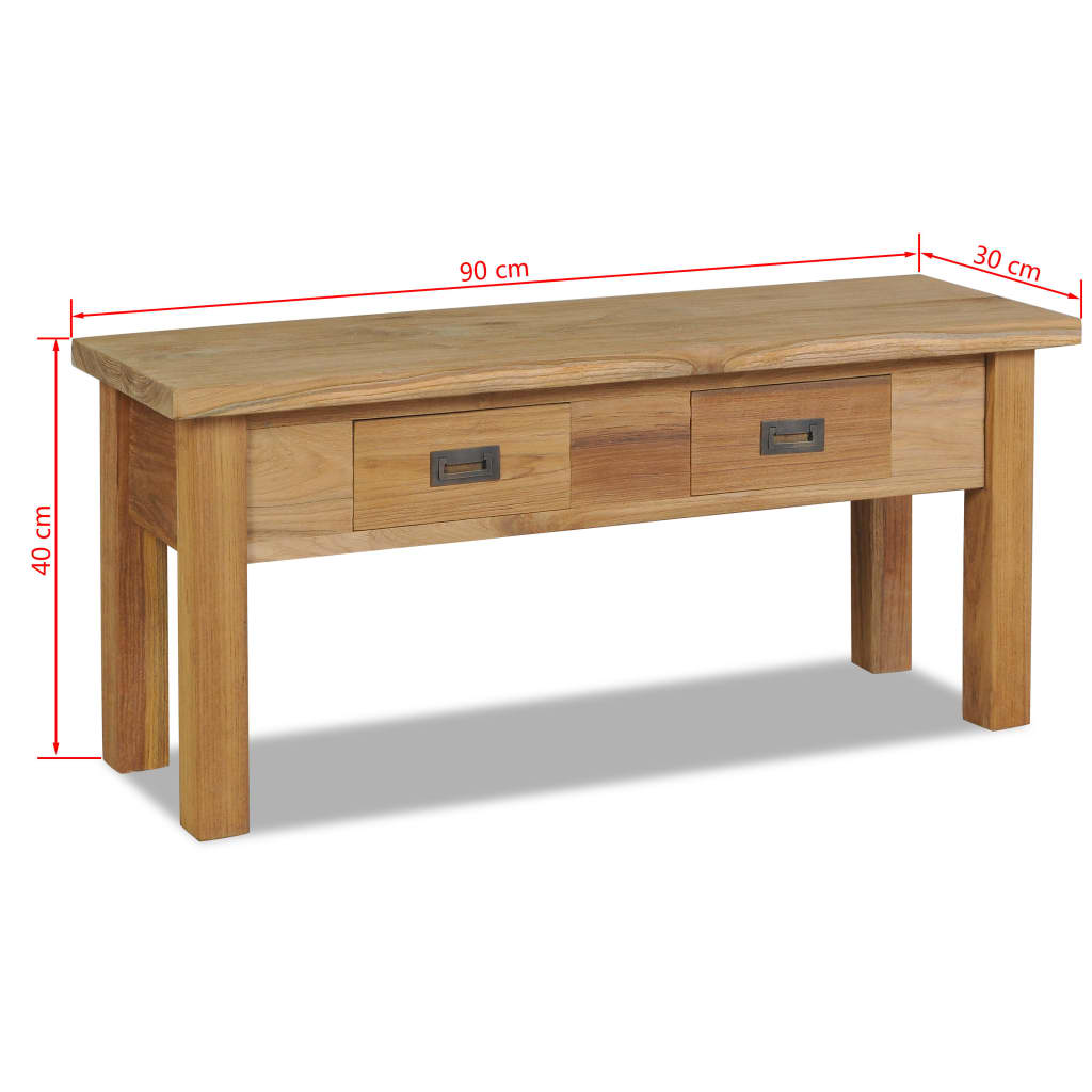 Hallway bench, solid teak, 90x30x40cm