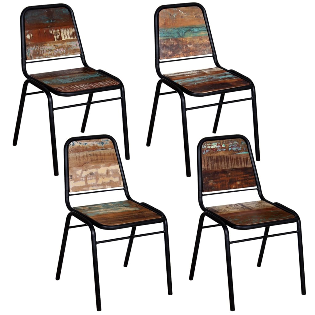 Dining chairs, 4 pcs, solid reclaimed wood