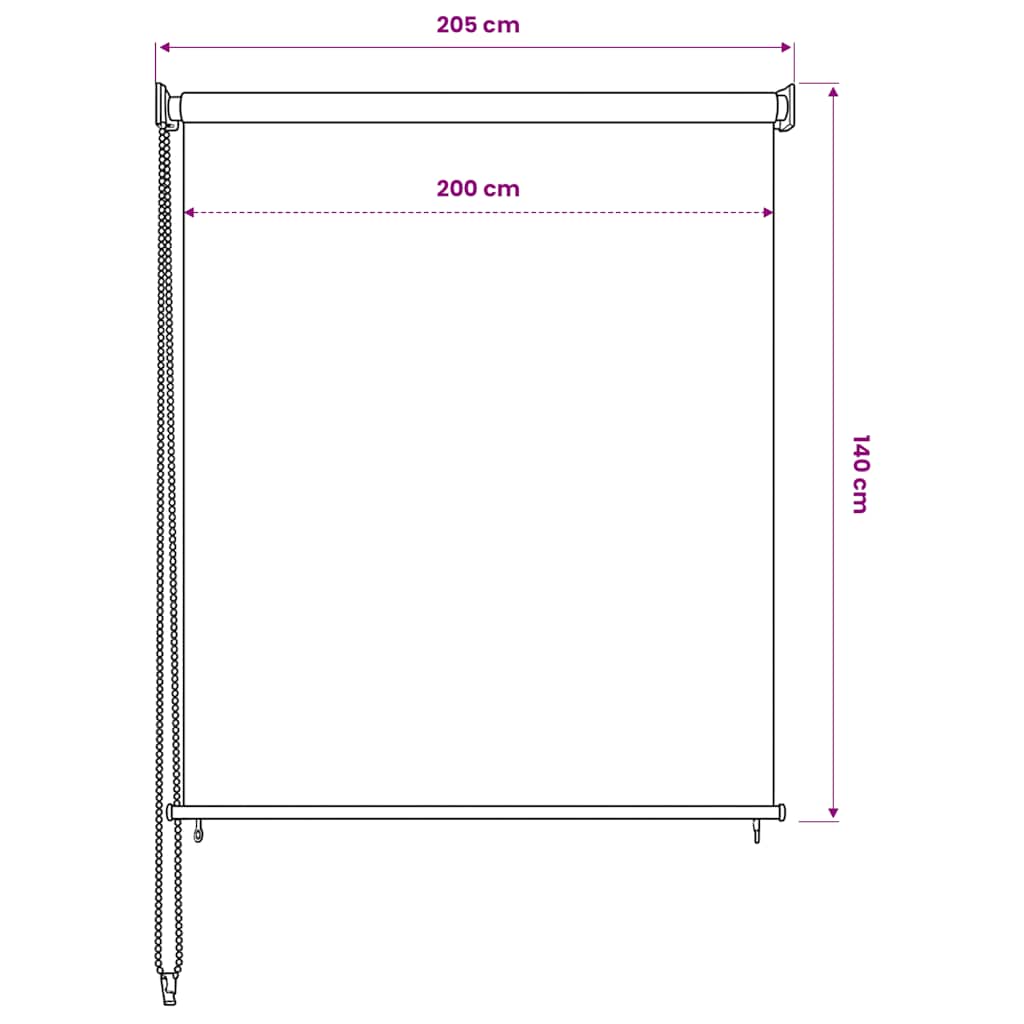 Lauko roletas, 205 (plotis) x 140 (aukštis) cm, smėlio spalvos