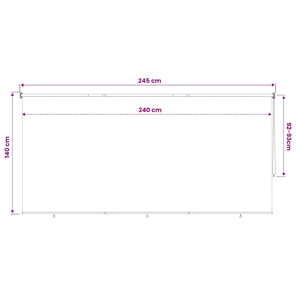 Lauko roletas, 245 (plotis) x 140 (aukštis) cm, smėlio spalvos