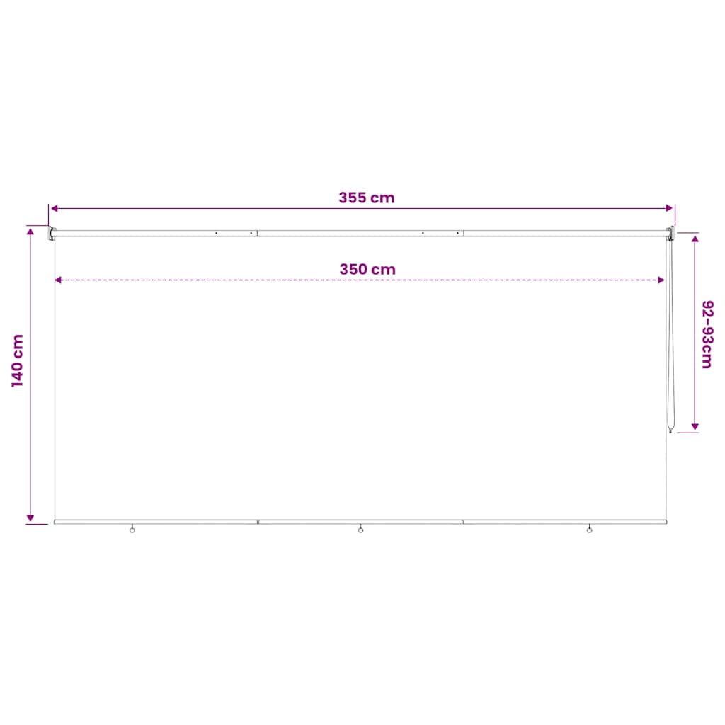 Lauko roletas, 355 (plotis) x 140 (aukštis) cm, smėlio spalvos