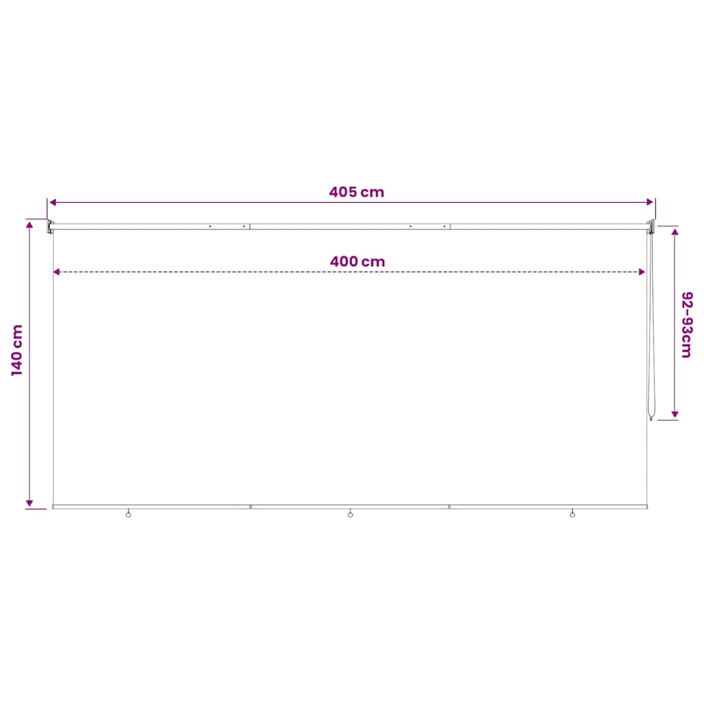 Lauko roletas, 405 (plotis) x 140 (aukštis) cm, smėlio spalvos
