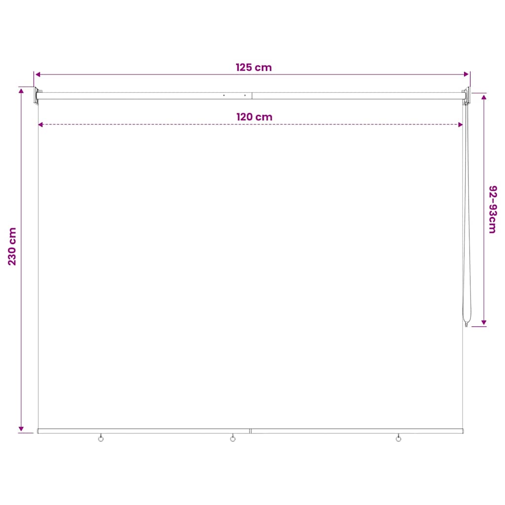 Lauko roletas, 120x230cm, kreminės spalvos