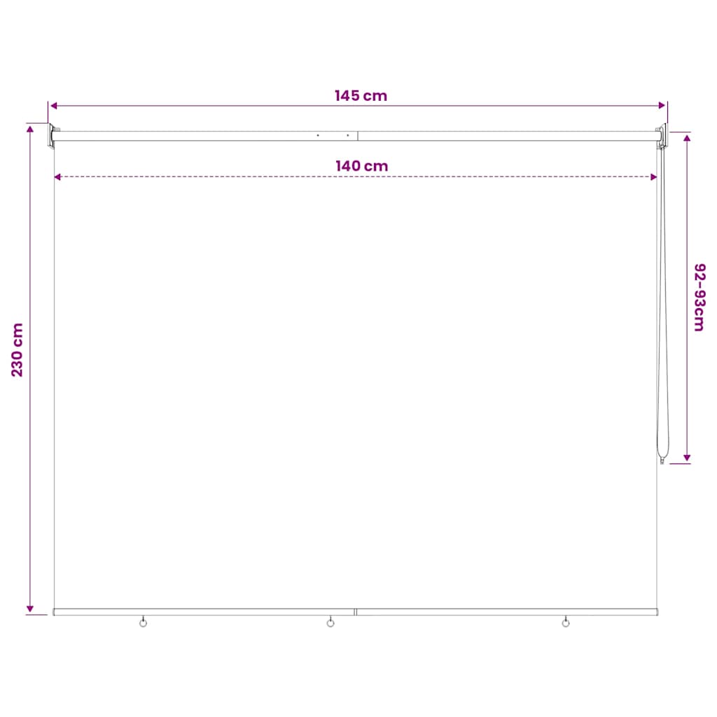 Lauko roletas, 140x230cm, kreminės spalvos
