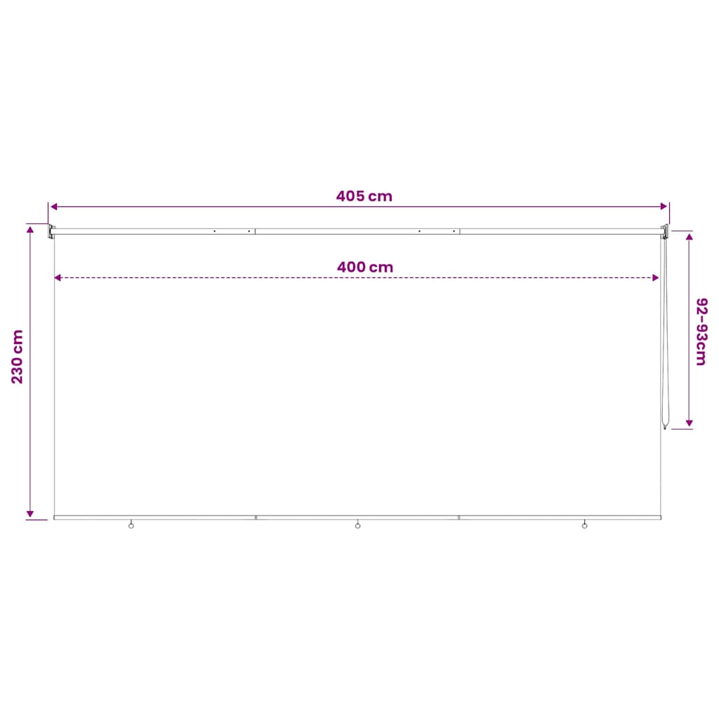 Lauko roletas, 405 (plotis) x 230 (aukštis) cm, kreminės spalvos
