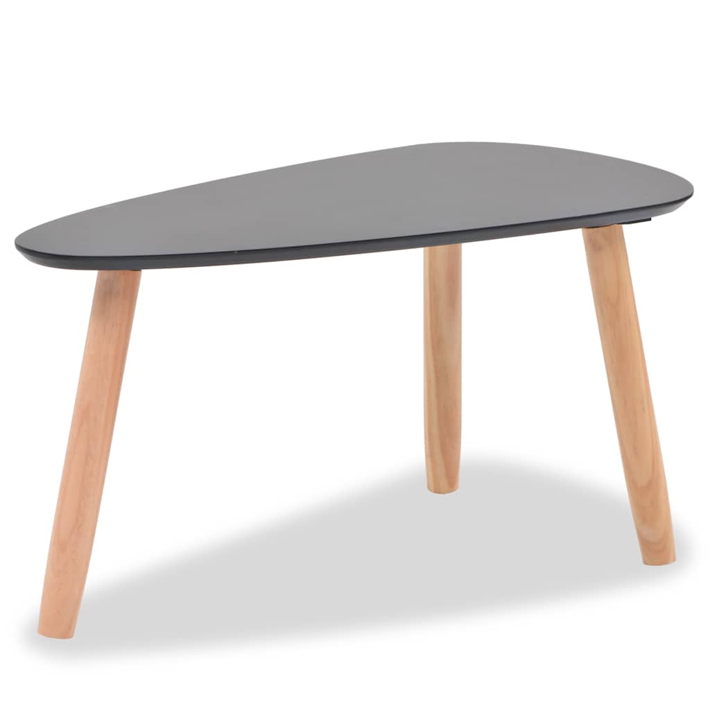 Coffee table set, 2 pcs, solid pine wood, black