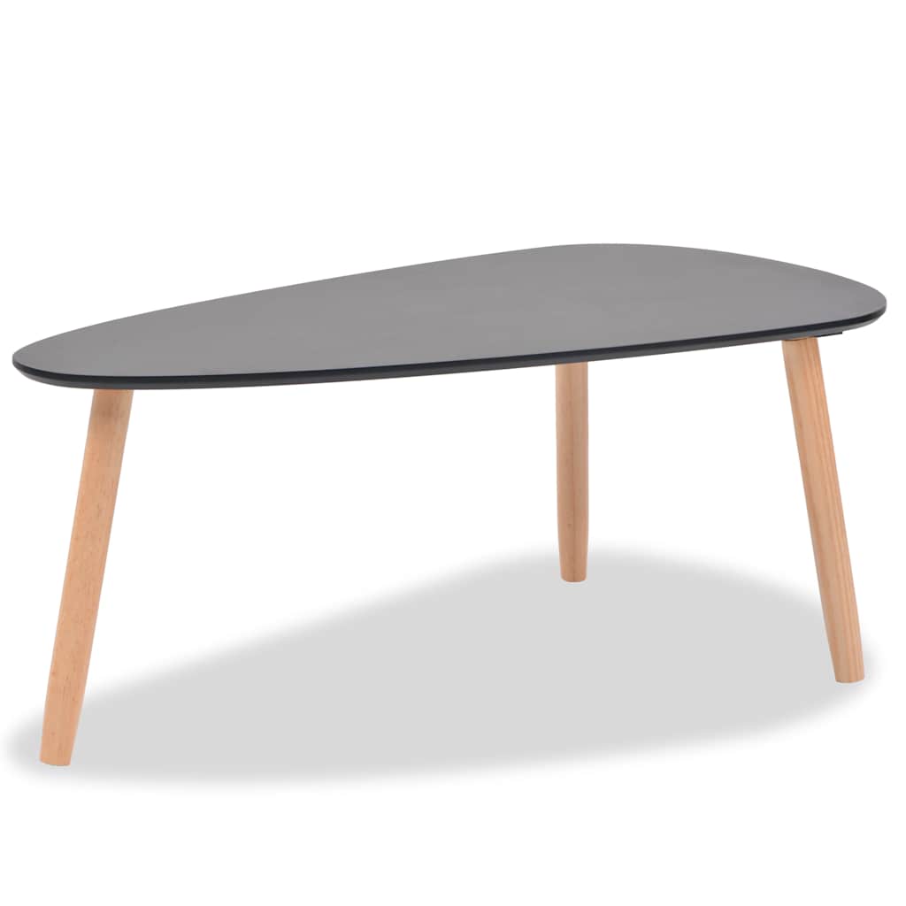 Coffee table set, 2 pcs, solid pine wood, black