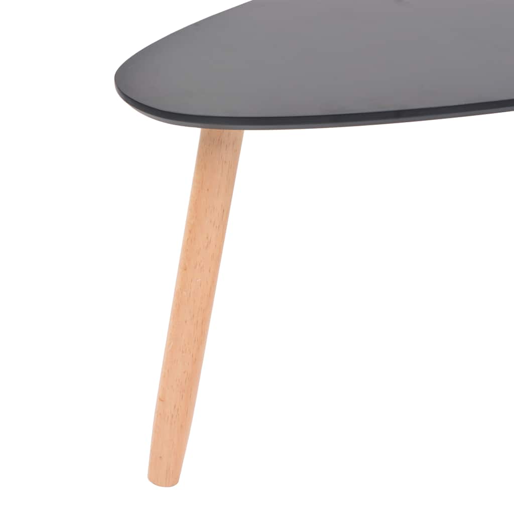 Coffee table set, 2 pcs, solid pine wood, black
