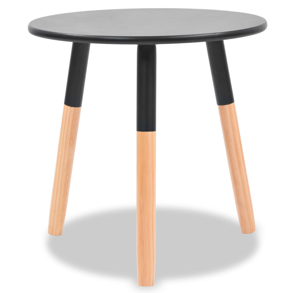 Side tables set, 2 pcs., solid pine wood, black