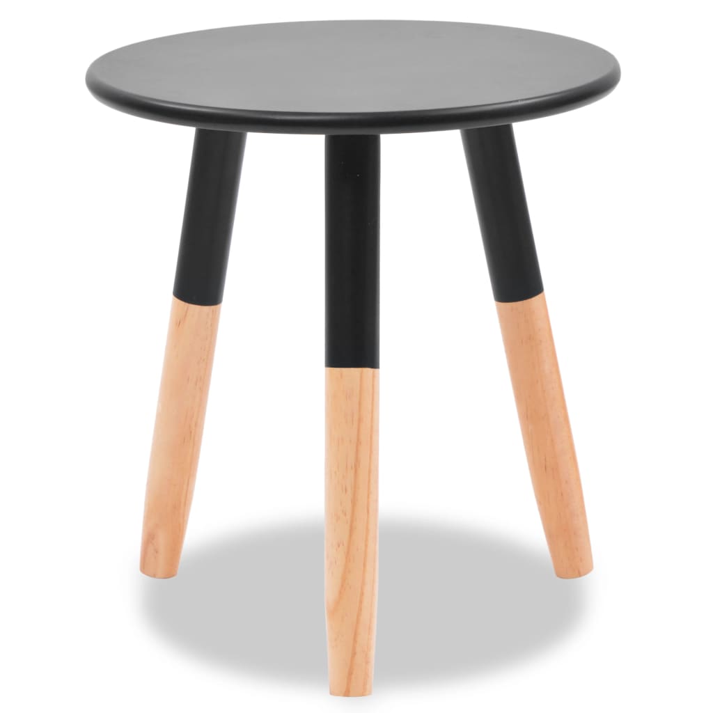 Side tables set, 2 pcs., solid pine wood, black