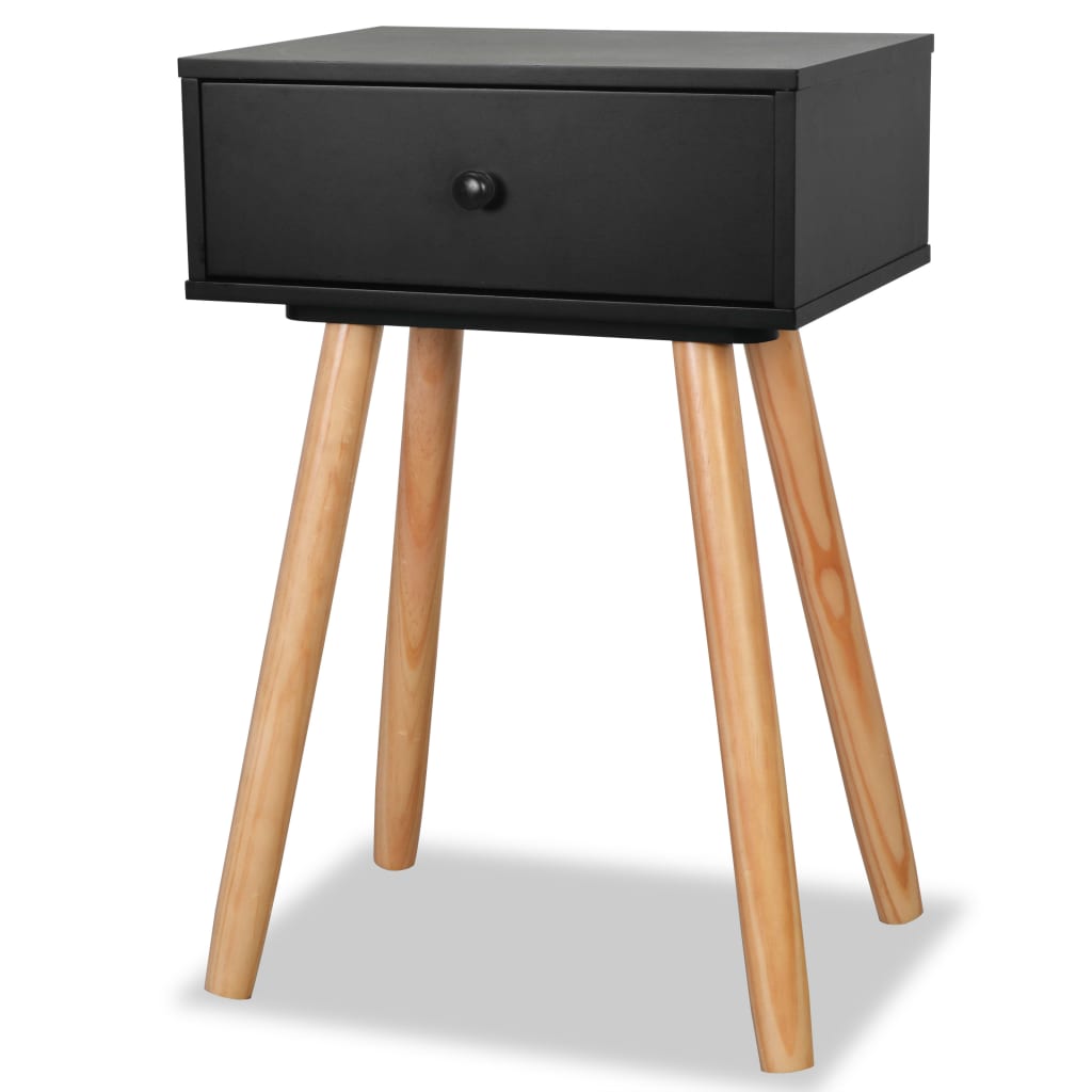 Bedside tables, 2 pcs, pine wood, 40x30x61cm, black