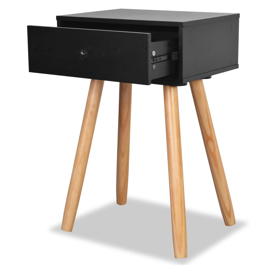 Bedside tables, 2 pcs, pine wood, 40x30x61cm, black