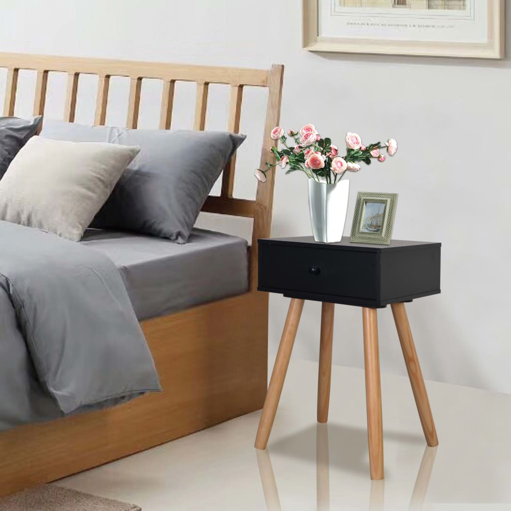 Bedside tables, 2 pcs, pine wood, 40x30x61cm, black