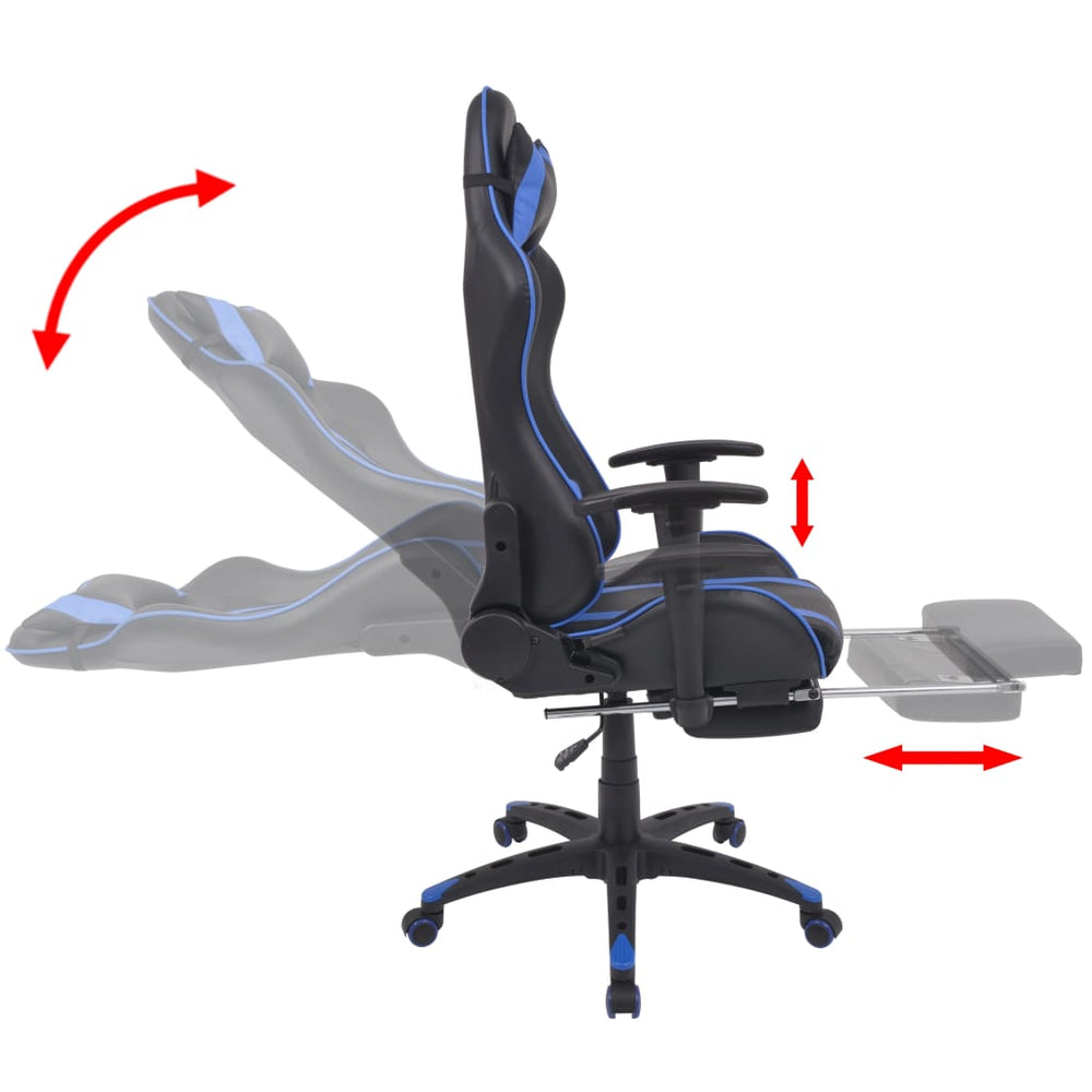 Reclining office/gaming chair with footrest, blue